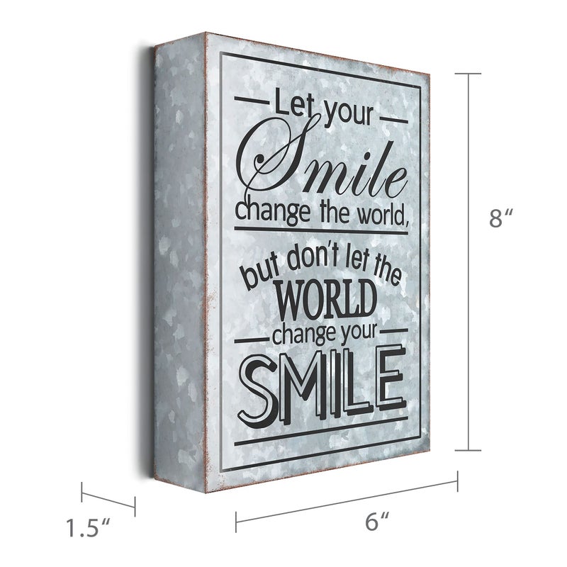 Barnyard Designs Metal Box Sign Motivational Desk Decor, Inspirational Office Decorations for Women, Cute Bathroom or Shelf DÃ©cor (Smile) - Image 4
